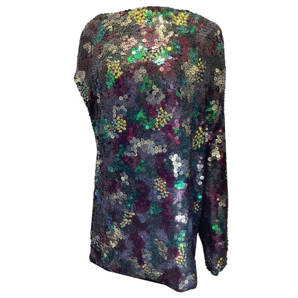 MALANDRINO BY CATHERINE MALANDRINO BLACK / PURPLE / GREEN MULTI IRIDESCENT ASYMM - Picture 1 of 4